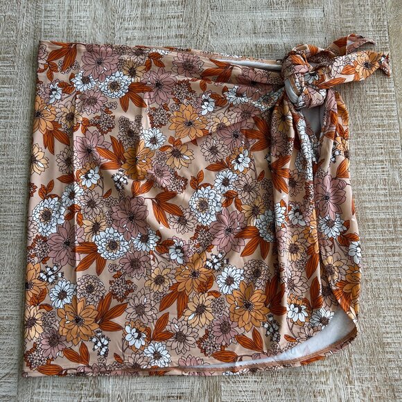 J Crew Zinnea Floral Warp Sarong Skirt Cover-up Beach Swim SM/MED - Picture 5 of 11